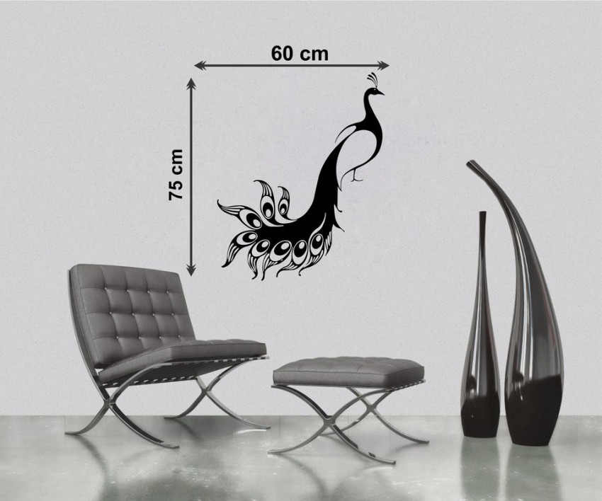 KC Home Decoration 29 cm kc Black Peacock Decor Design Wall Decals Sticker  For Home Decor (pvc vinyl covering area 29cm X 58cm) Removable Sticker  Price in India - Buy KC Home