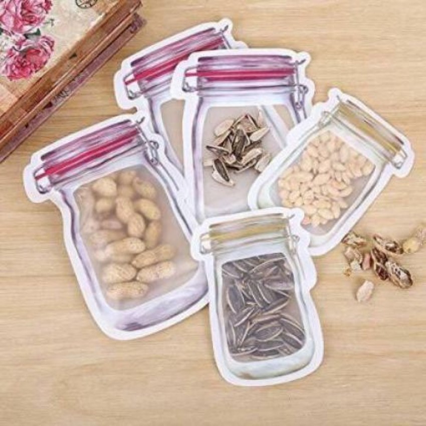 21pcs Mason Jar Zipper Bags,Food Storage Snack Sandwich Ziplock Bags,Reusable  Airtight Seal Food Storage