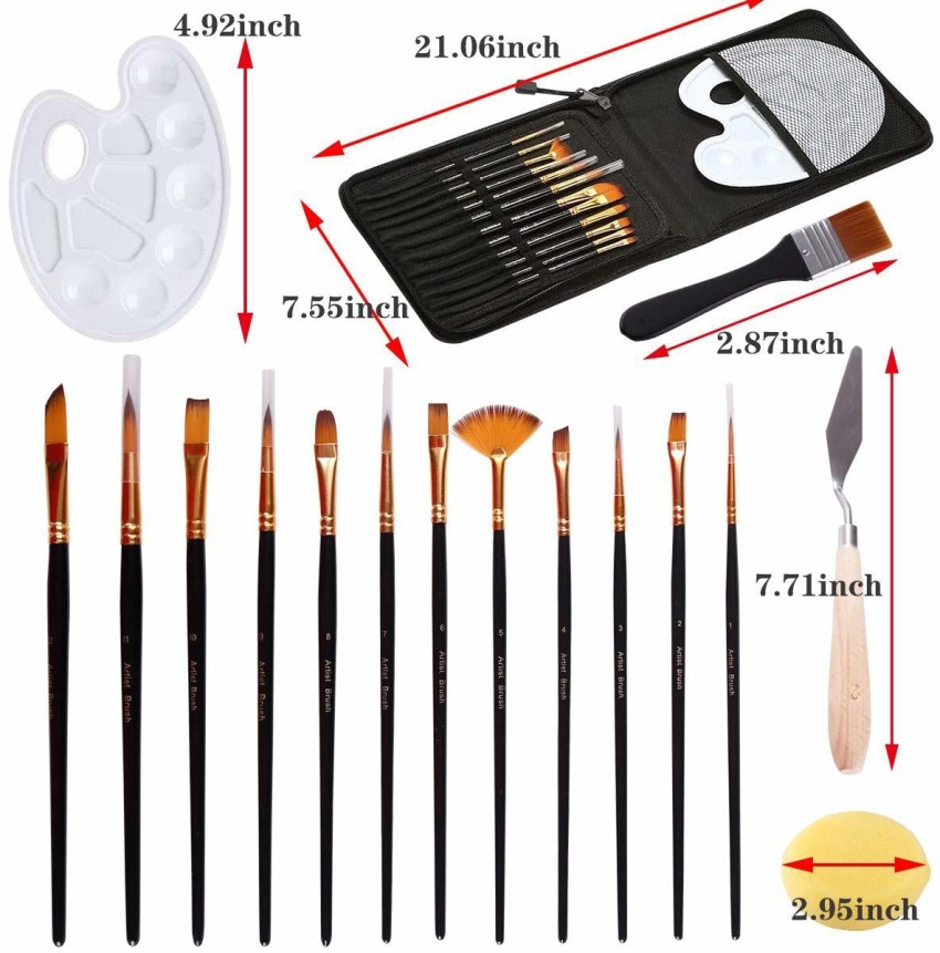 Isomars Drawing Brush Set for PaintIng Set of 7 with A4 Sketch Pad & Colour  Mixing Palette
