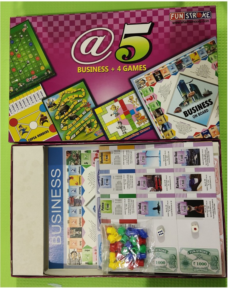 Funstroke 5 Business +4 games Educational Board Games Board Game - 5  Business +4 games . shop for Funstroke products in India. | Flipkart.com