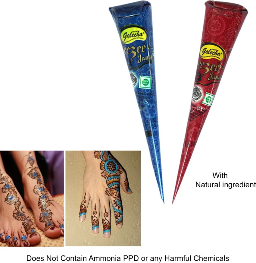 3 Henna Cones Bundle Organic Brown Black Red Henna Cones