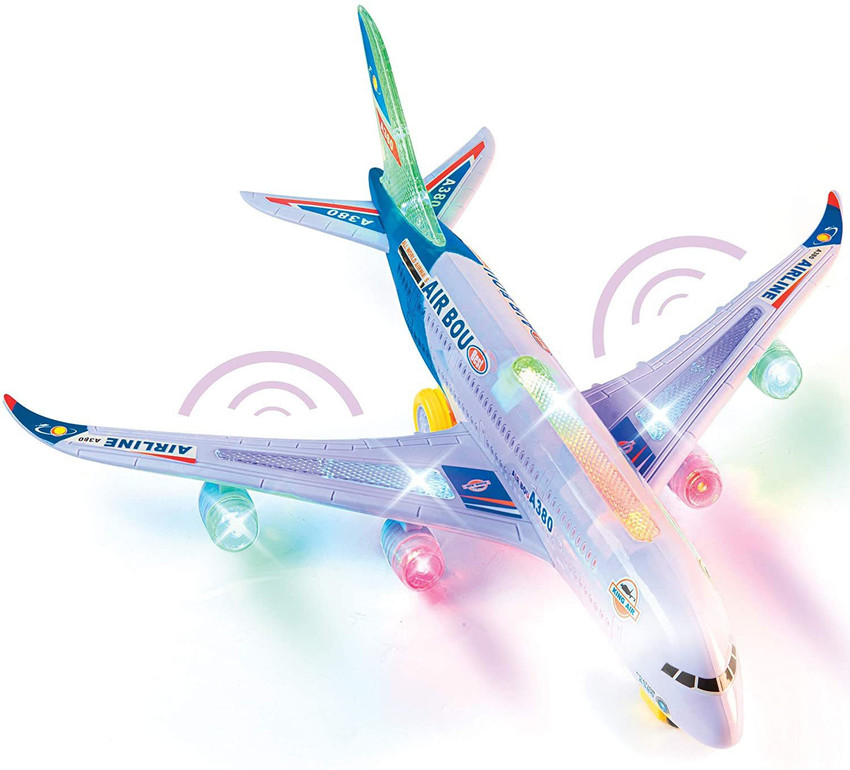 Haulsale Bump and Go Electric A380 Airplane Toys for 1 2 3 4 5 6 7