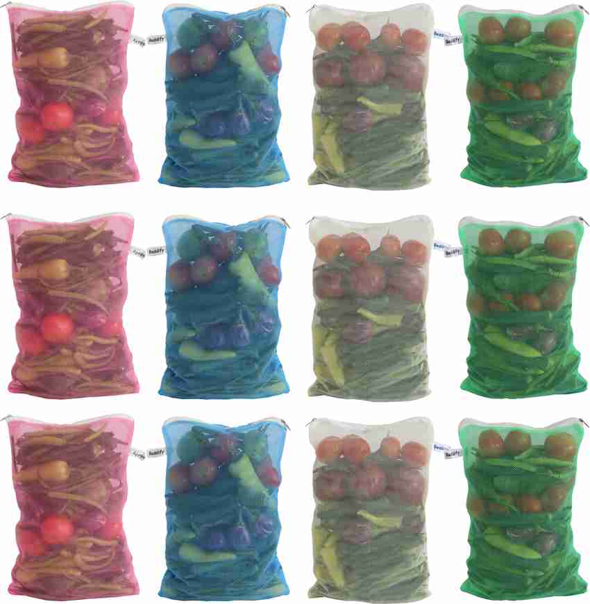 Beddify Beddify Fridge Storage Bag for Vegetable and Fruits with Zipper Closure Dual Layer Pack of 12 Grocery Bags Pack of 12 Grocery Bags Price in India Buy Beddify Beddify Fridge