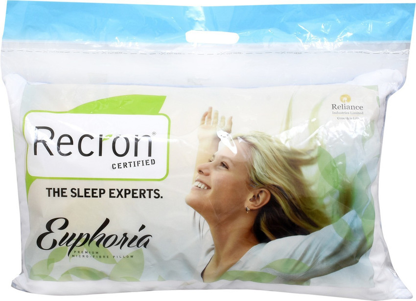 RECRON CERTIFIED Polyester Fibre Stripes Sleeping Pillow Pack of 1