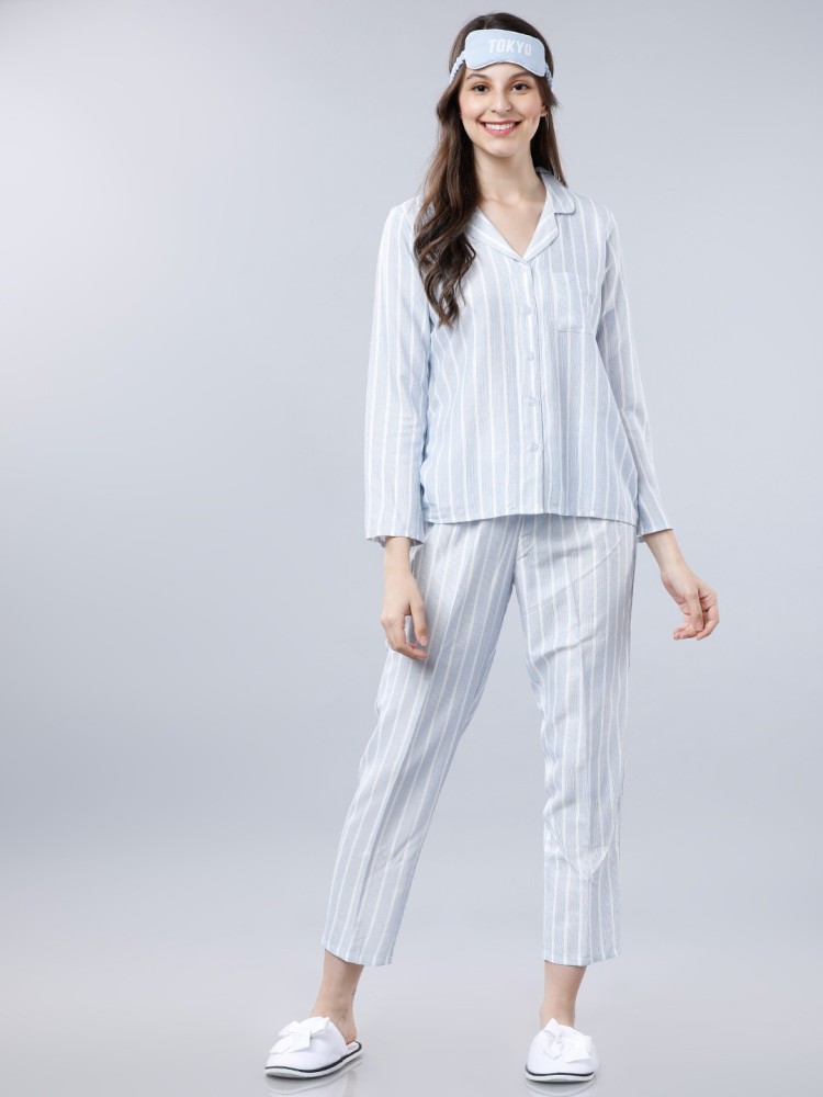 Buy Tokyo Talkies Black & White Striped Lounge Pant for Women