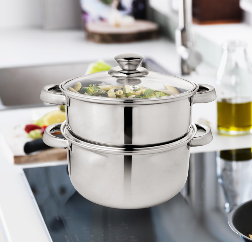 Capsule Bottom Steamer for Cooking, 3 Tier Stainless Steel Steamer