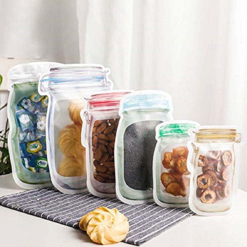 10 Pcs Mason Jar Zipper Bags, Reusable Airtight Zip Lock Food Storage Seal  Food Storage Bags, Multi-Size Food Safe Material Leak-Proof Saver Bags for