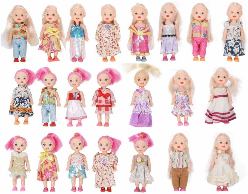 WHITE POPCORN Pack of 10 4 Mini Dolls with Color Cloth Pack of