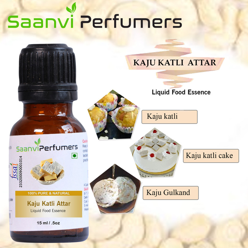 Saanvi perfumers Kaju Katli Attar Essence Edible Grade 15ml For