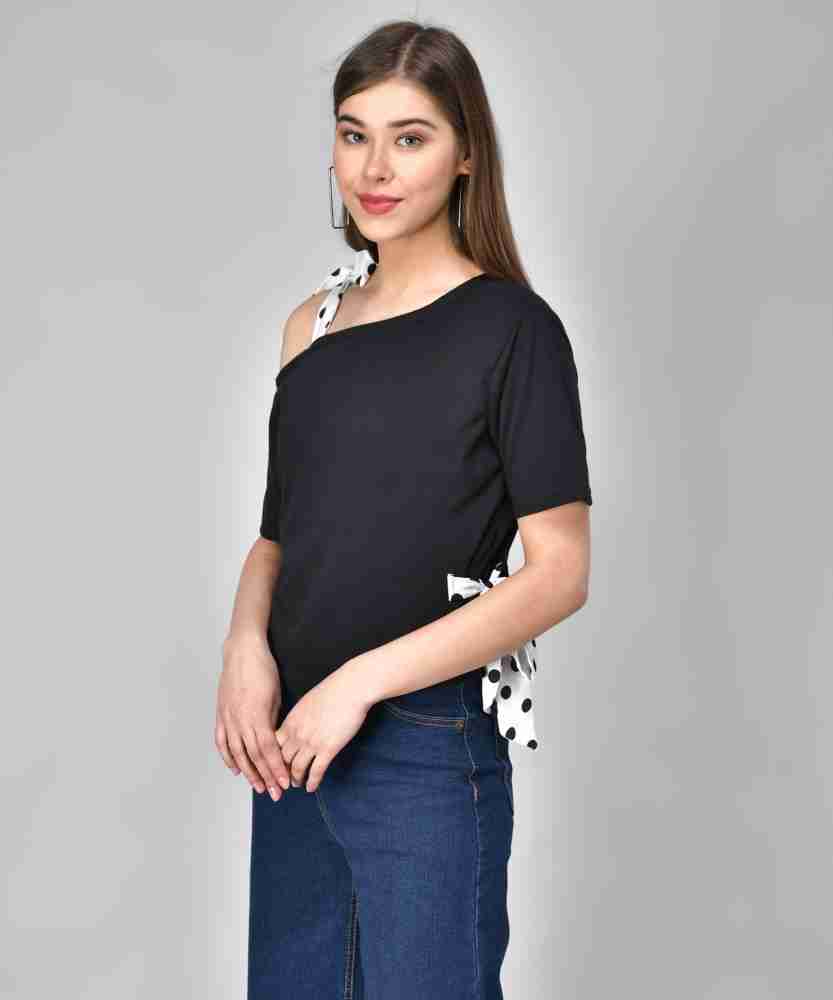 Raabta maroon off shoulder top outlet with printed straps