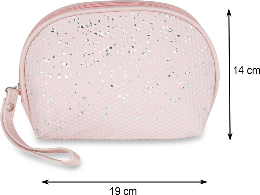NFI essentials Glittery Makeup Pouch for Women Stylish Pouches for Makeup accessories storage Cosmetic Pouches Toiletry Bag for Women Make up bag for girls Travel Organiser Kit Cosmetic Bag Light Pink