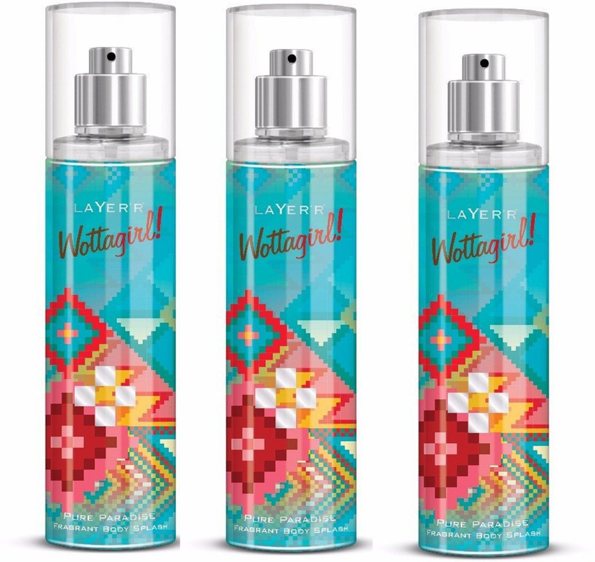 LAYER R Wottagirl Pure Paradise Perfume Body Spray Pack of 3 Combo