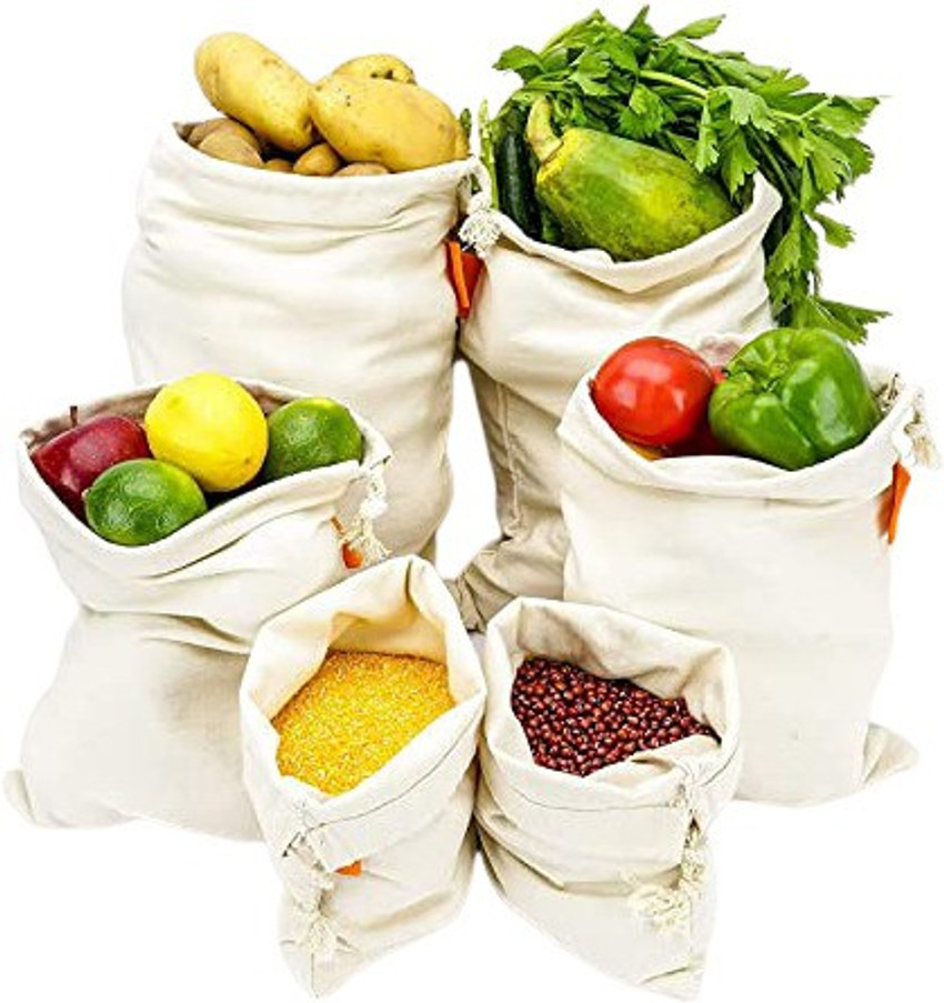 Freshkitt Cotton Premium Fridge Storage Bags for Vegetables and