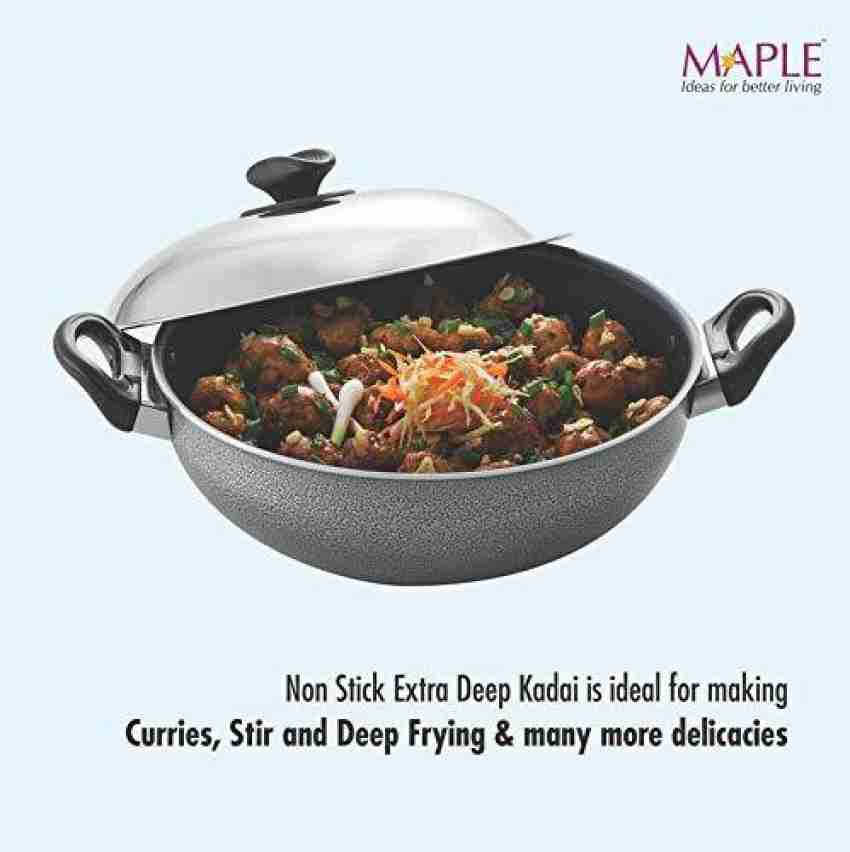  Nonstick Kadhai Indian Kadai Frying Pan Deep Fry Kadhai Deep Fry  Pan with Stainless Steel Lid Stir Fry Pan Nonstick All Purpose Pan Cookware  Cooking Pan Multi Purpose Pots and Pans (