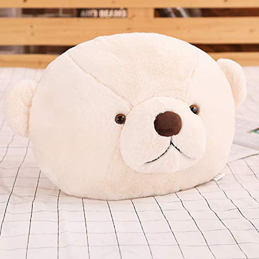 CLICK4DEAL Teddy Bear Face Head Pillow White Color Stuffed Animal