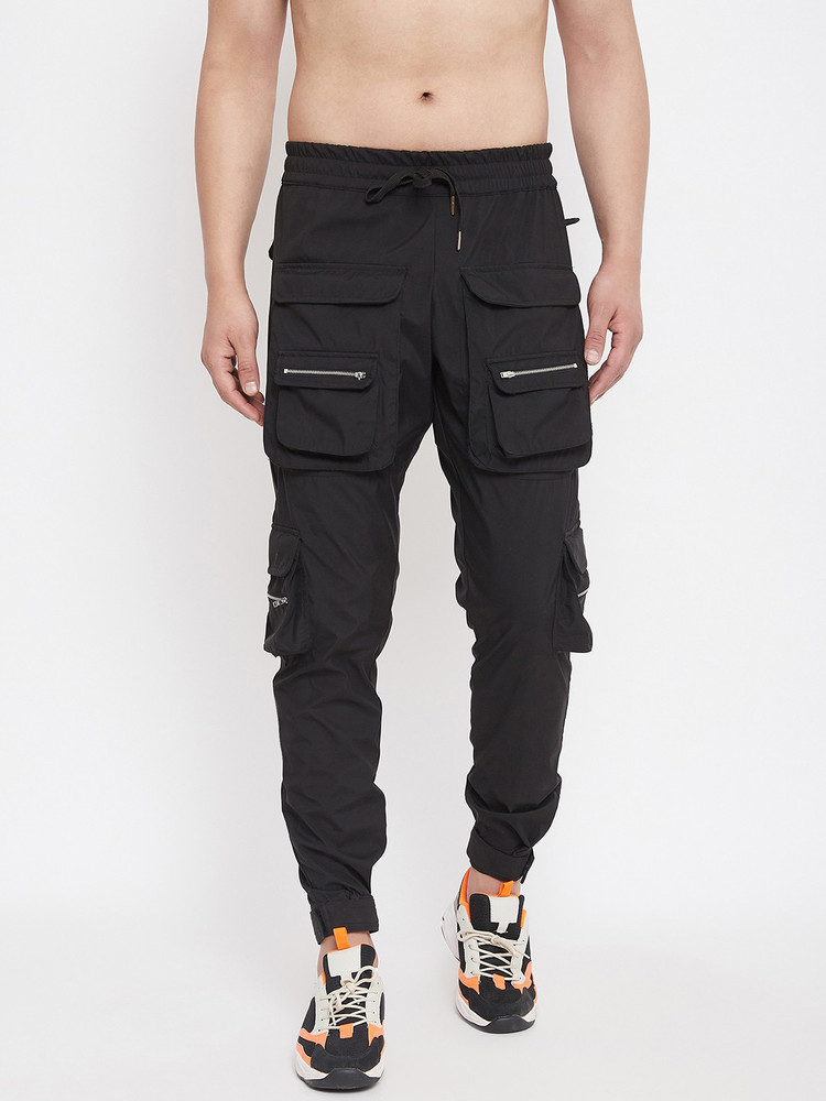FUGAZEE Solid Men Black Track Pants Buy FUGAZEE Solid Men Black