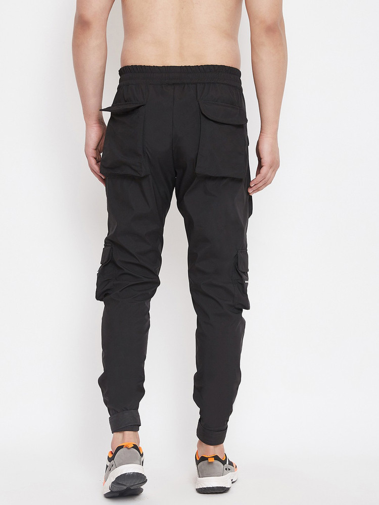 Fugazee solid men's black track shop pants