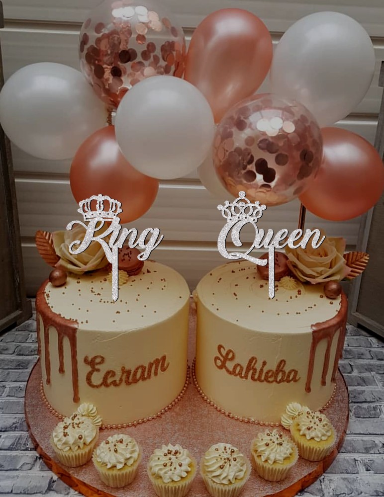 Sticker Hub Queen and King Crown Glitter Cake Topper to Celebrate ...