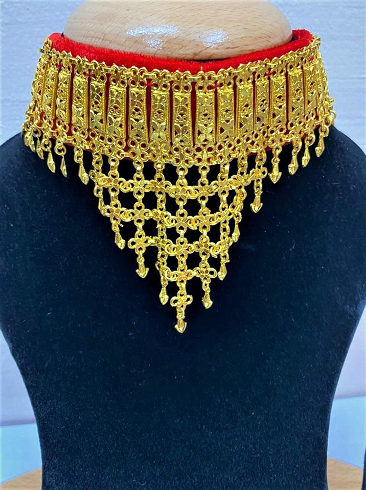 FebTech Base Metal and Necklace Set for Women & Girls Gulband Jaal 