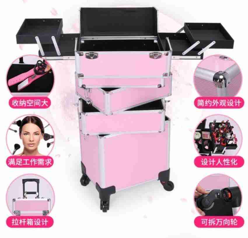 Makeup Train Case, Professional Rolling Makeup Trolley with Adjustable  Dividers, Nail Polish Organizer, Jewelry Travel Cosmetic Train Case w/ 4  Wheels