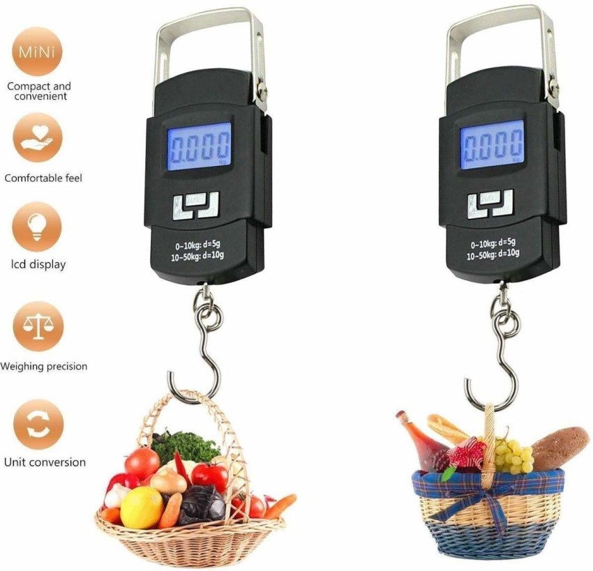 Electronic Portable Fishing Hook Type Digital LED Screen Luggage Weighing  Scale, 50 kg/110 Lb (Black) (