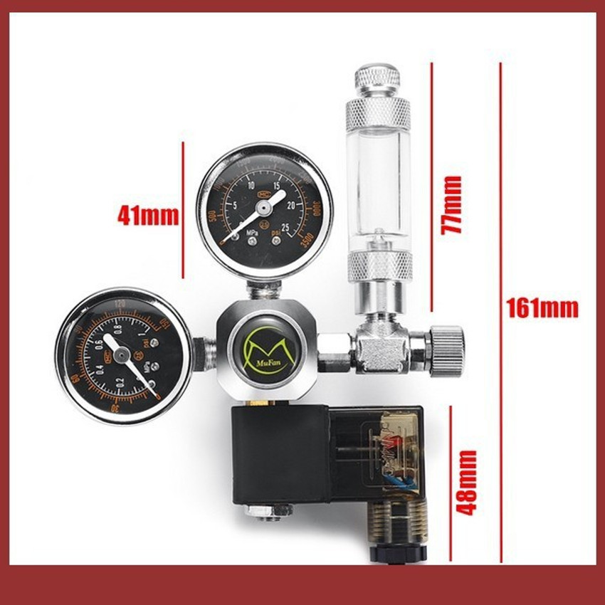 Mufan CO2 Dual Gauge G5 8 Regulator With solenoid and Bubble