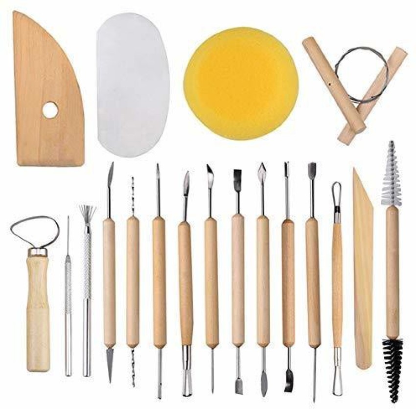 Definite Art Professional Pottery Tools Kit for Clay Pottery  Sculpting, Scarping, Cutting, Fine Detailing, Smoothening, Shaping &  Trimming (Pack of 19 Tools) - Clay Pottery Tool