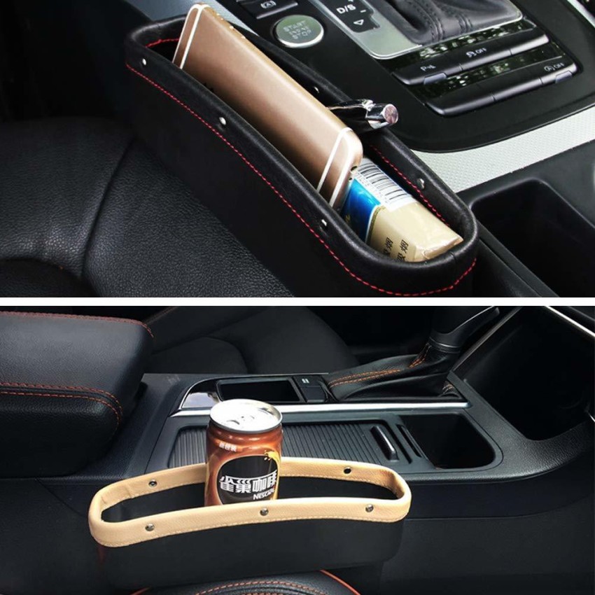 Car Console PU Leather Side Seat Gap Filler Front Seat Organizer  Accessories 1pc
