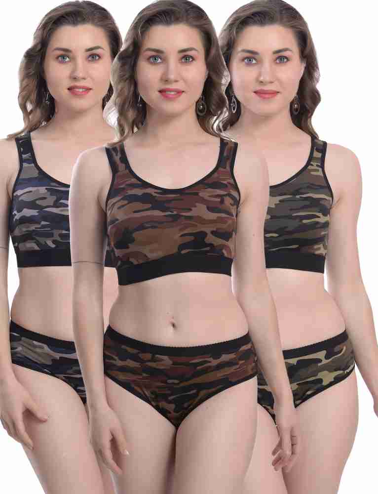 StyFun (Gift Wrapped Packing) Military Army Print Sports Bra for