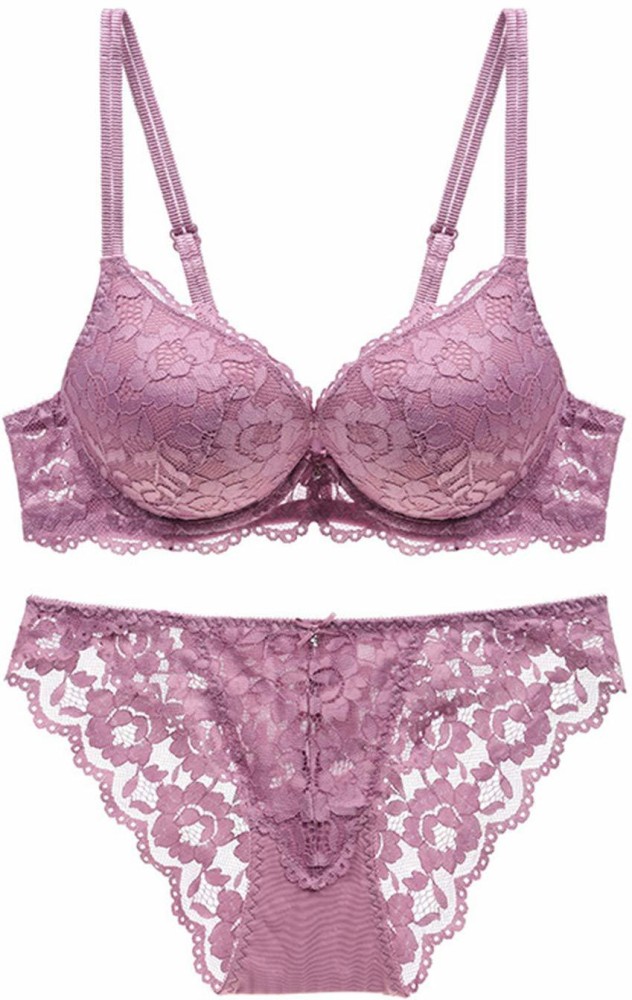 Buy Secrets by Zerokaata Women Pink Lace Lingerie Set Online