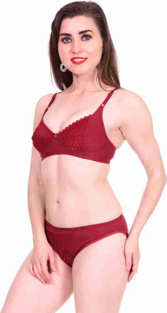 Buy Embibo Pink Red Bra & Panty Set Size -38 at