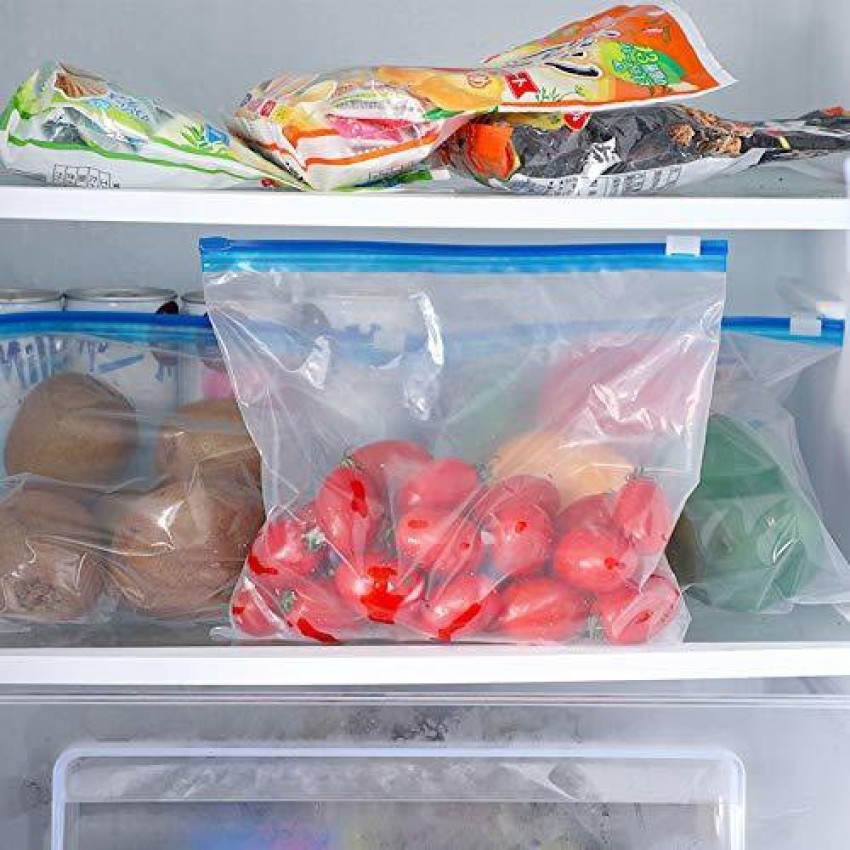 GONATURS Greenzipper Ziplock Seal Storage Bags for Freezer Refrigerator  Food Vegetable Fruits Snacks Jewellery Kitchen Storage Zip Lock Pouch  Reusable Washable Transparent Safe  BPA Free