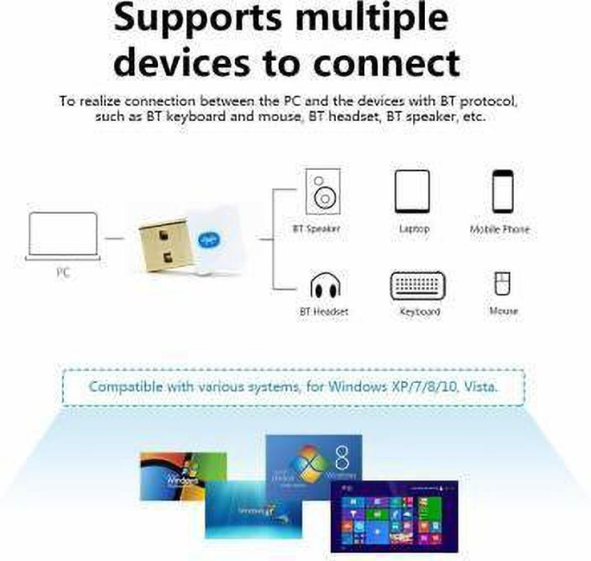 USB Bluetooth Adapter for PC - Bluetooth Dongle for PC Windows 10/8/7 - PC  to Bluetooth Adapter - Bluetooth USB Receiver 4.0 for Computer/Laptop
