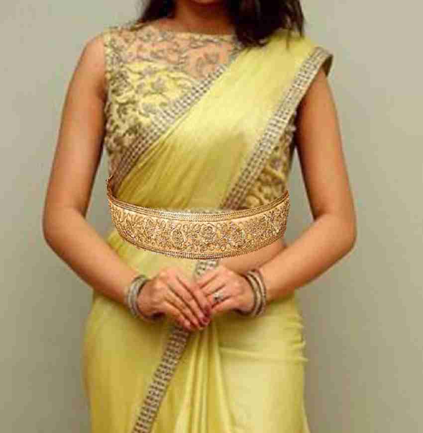  Designer Zari Embellished Golden Wedding Saree Belt