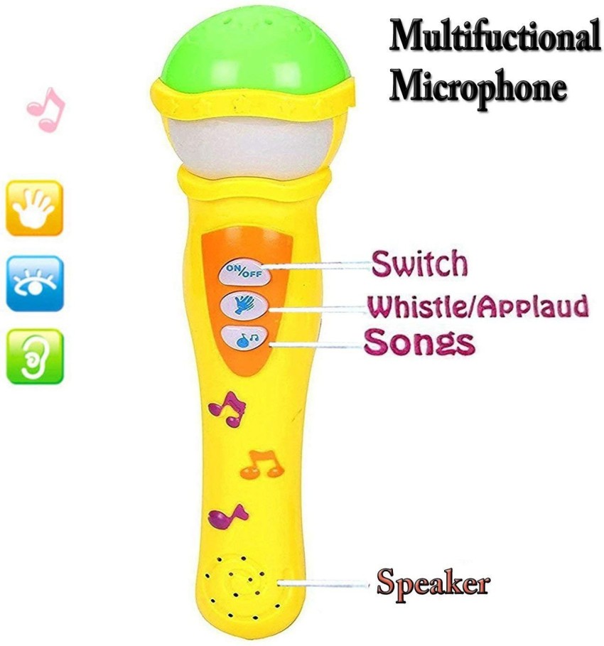 Enorme Musical Microphone Singing Mike Toy Pack of 2 l 3D Lights and Self Voice Mic Sound Toy for Kids Battery Included Musical Microphone Singing Mike Toy