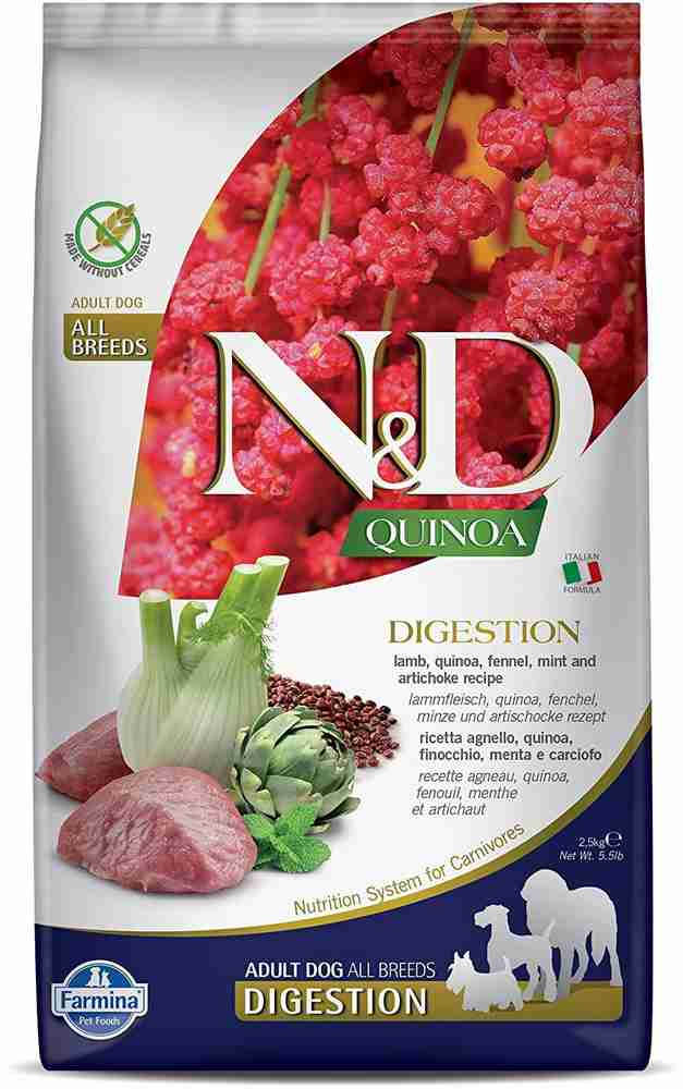 Farmina N D Quinoa Digestion Dog Dry Food Grain Free Lamb Fennel Mint Adult All Breeds Lamb 2.5 kg Dry Adult Dog Food Price in India Buy