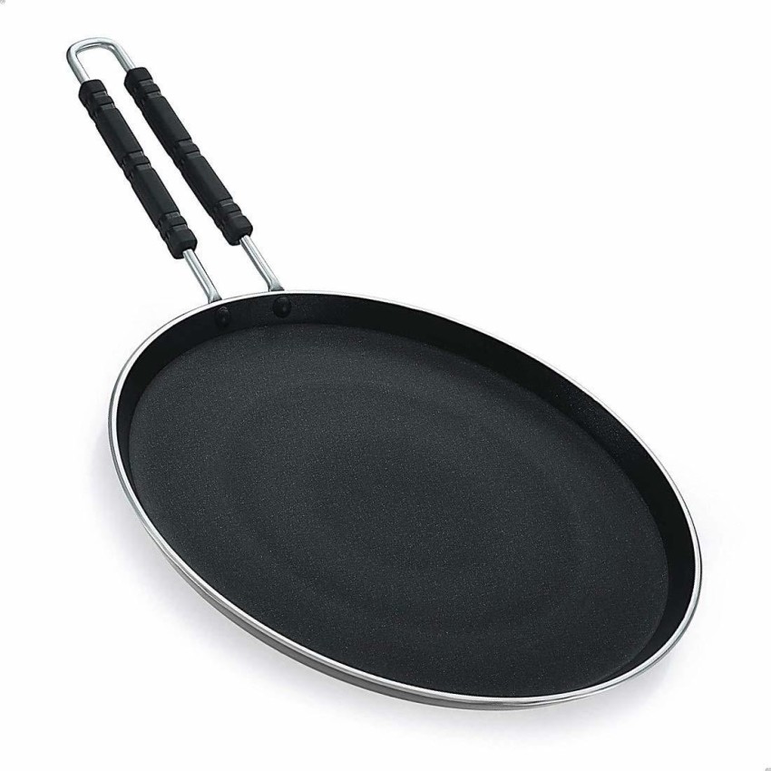 4mm Thick Aluminium Gas & Induction Base Chapati Roti Tawa, Dia 27.5 cm,  Silver