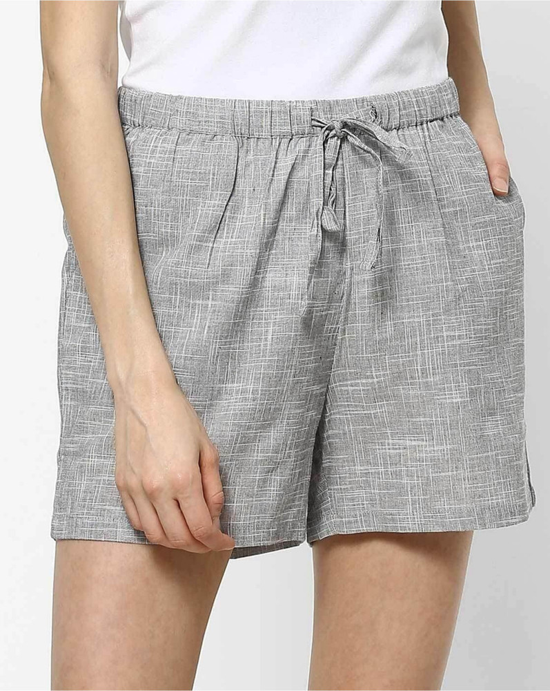 Sakura Self Design Women Grey Regular Shorts Buy Sakura Self