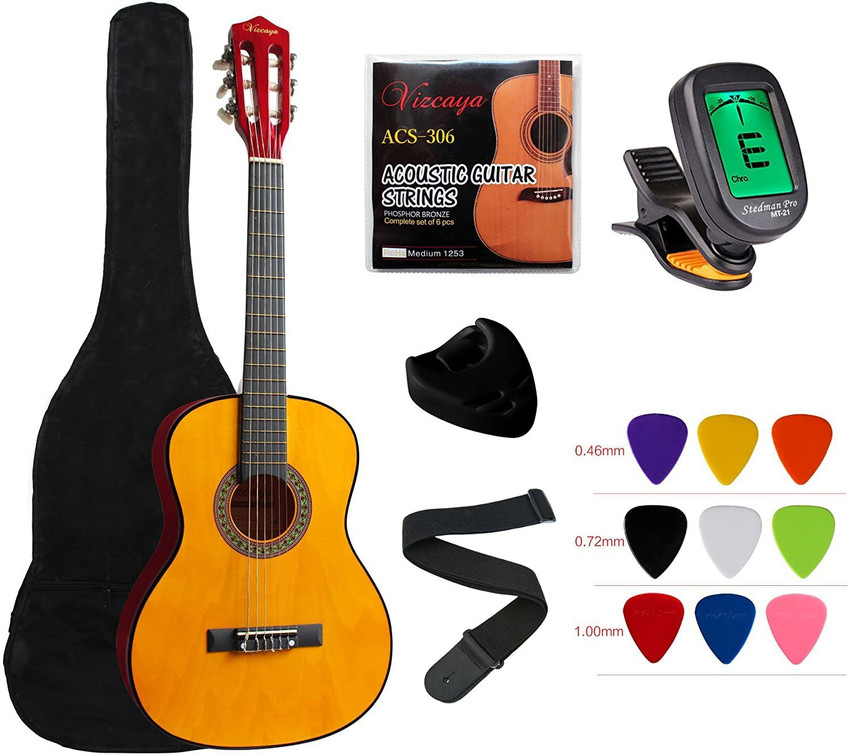 YMC Black Wood Guitar With Case And Accessories M 34 Acoustic