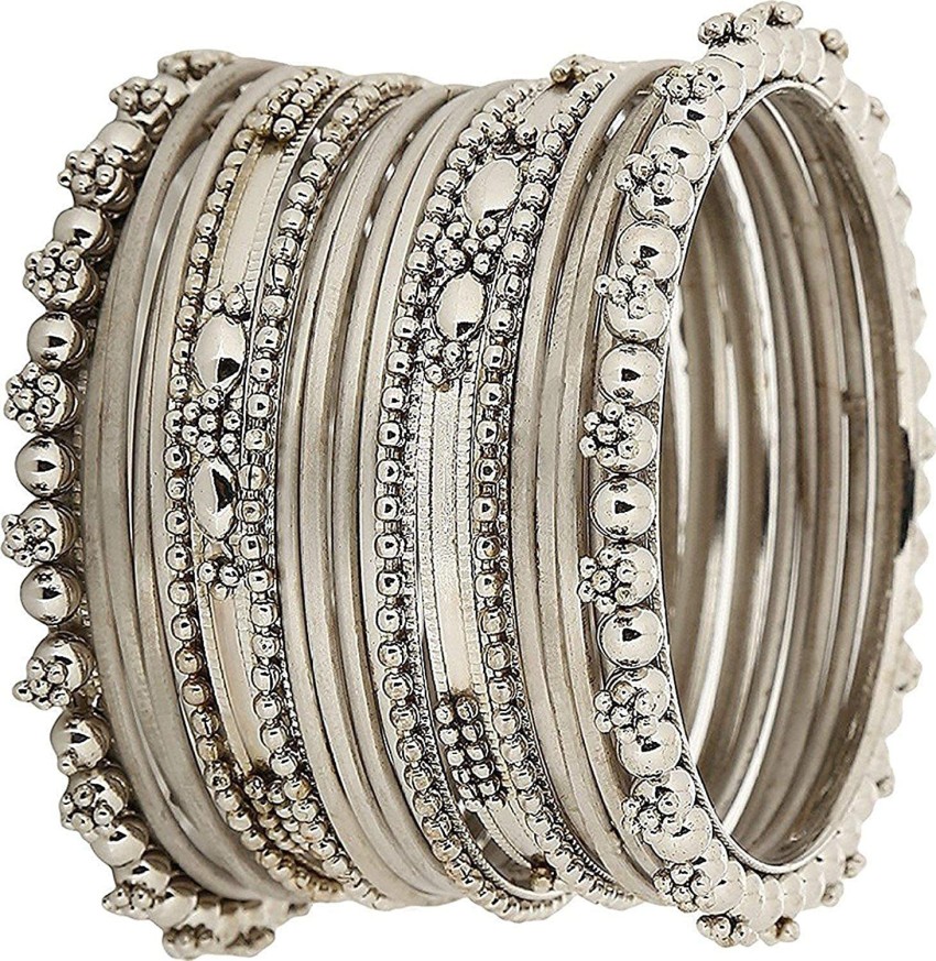 Silver metal online bangles set