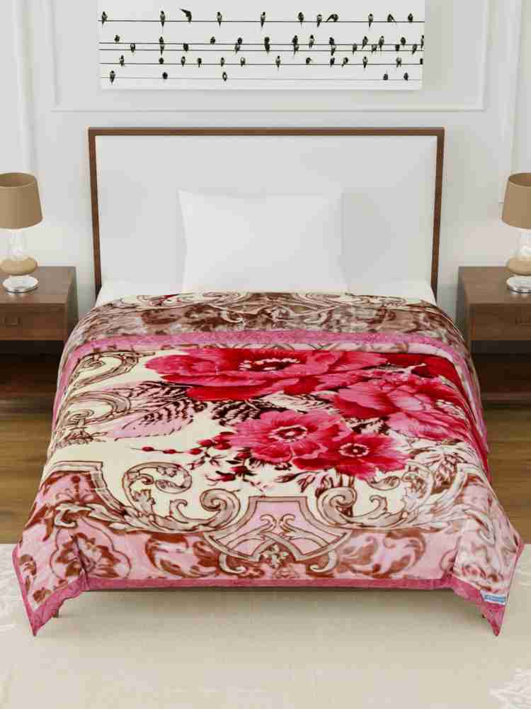 Bombay Dyeing Floral Single Mink Blanket for Heavy Winter Buy