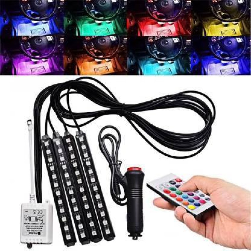 Car LED Strip Light 36 LED Multicolor Interior Light for Auto Decorative  Atmosphere Under Floor Neon Lamp with Remote Control, Car Charger DC 12V