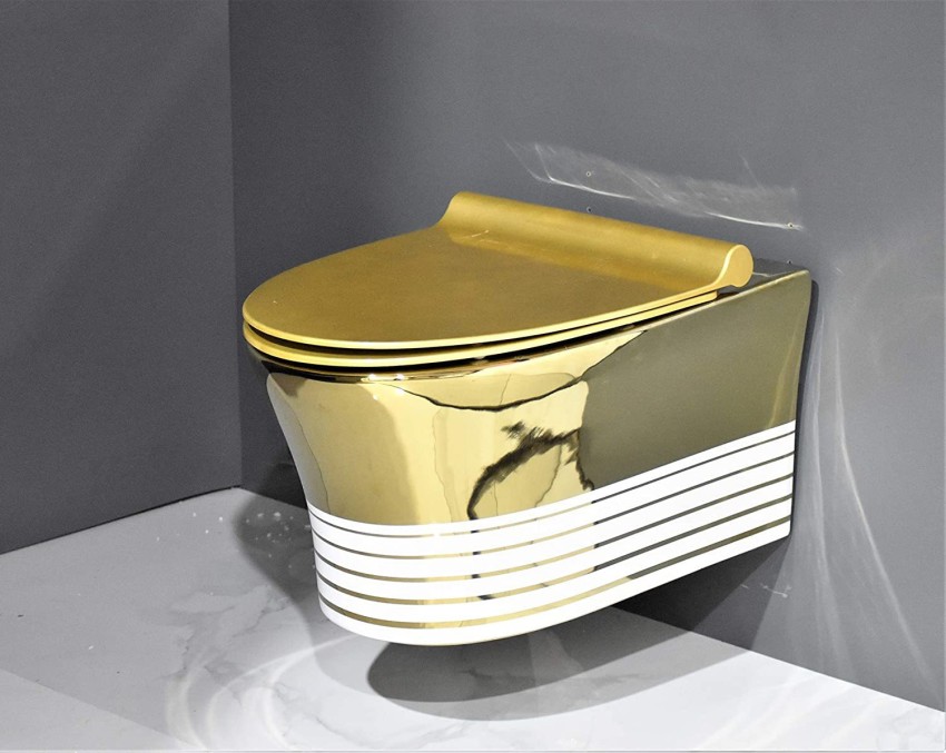 Golden Oval Ceramic Wall Hung Western Toilet