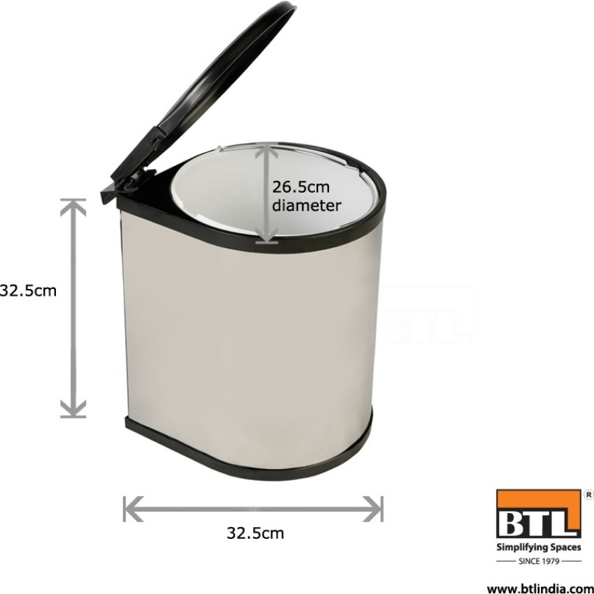 BTL Door Mounted Auto Lid Waste Bin 8 Litres Round Shape with Inner Plastic  Bucket (Cabinet Size 400mm)(Dustbin-Stainless Steel 304 and  Plastic)(Cabinet Dustbin)(PPA-CDB-8L) Steel, Plastic Dustbin Price in India  - Buy BTL