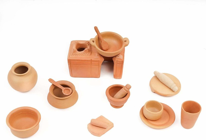 Terracotta miniature best sale kitchen set online