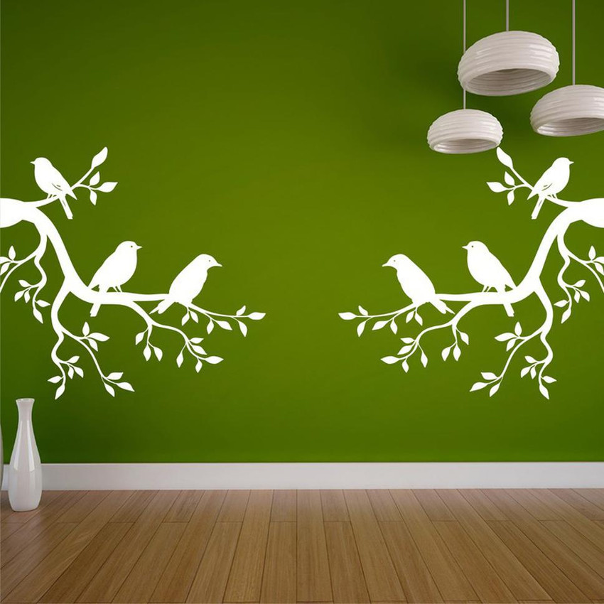 Byte Studio 60 cm decorative white colour abstract leaves birds