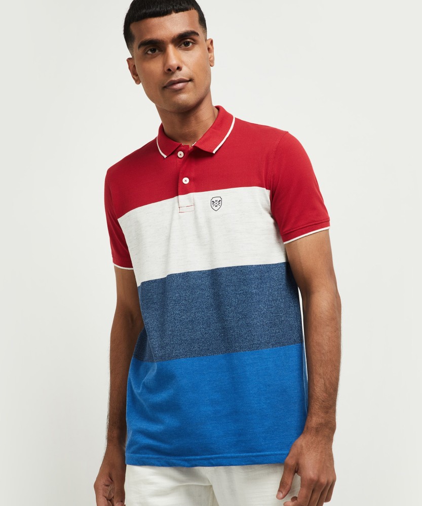 MAX Striped Men Polo Neck Red, White, Blue T-Shirt - Buy Striped Men Polo Neck Red, White, Blue T-Shirt Online at Best in India | Flipkart.com
