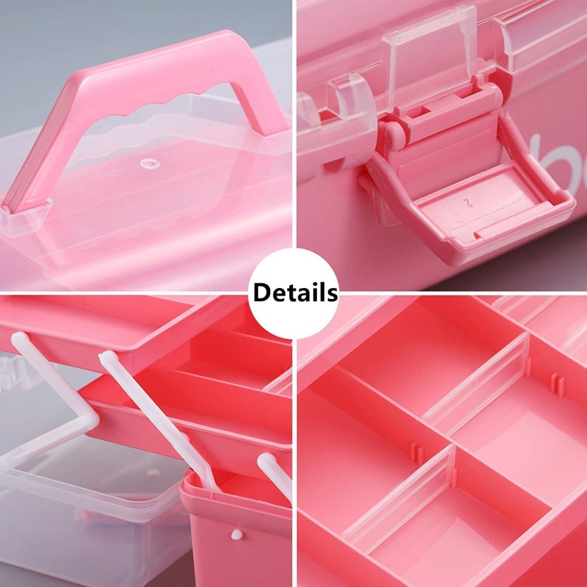 Craft Organizers and Storage, Three-Layer Fold Tray Multipurpose Medicine  Storage Box, Portable Craft Tool Box, Handled Storage Case for Medicine
