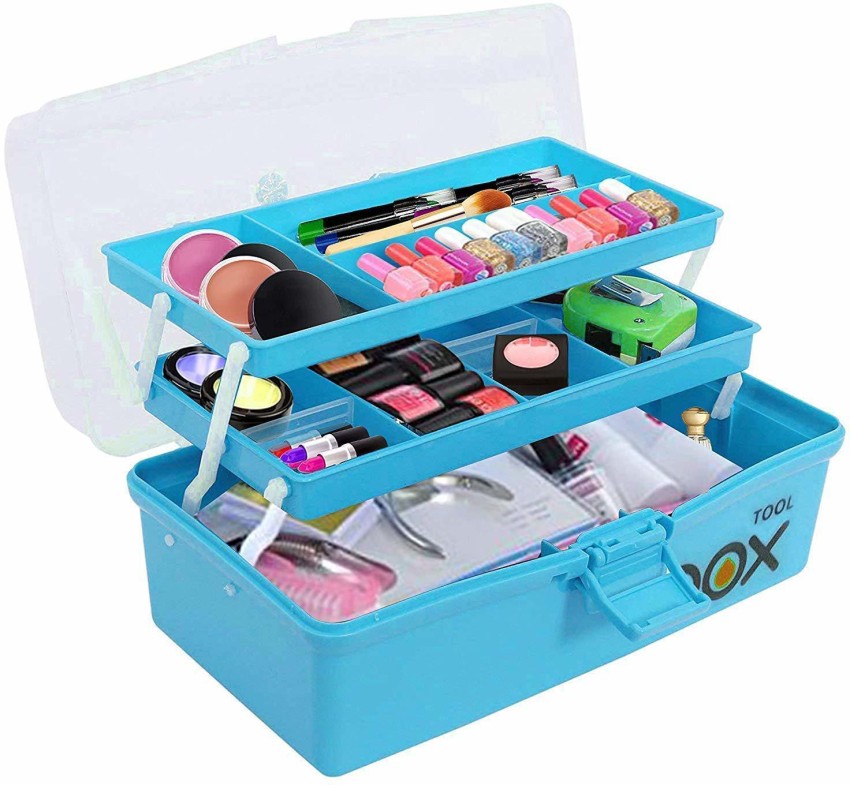 Portable Handle Plastic Tool Box Three Layers Painting Tools Storage Box for Home, Size: 31X16.5cm