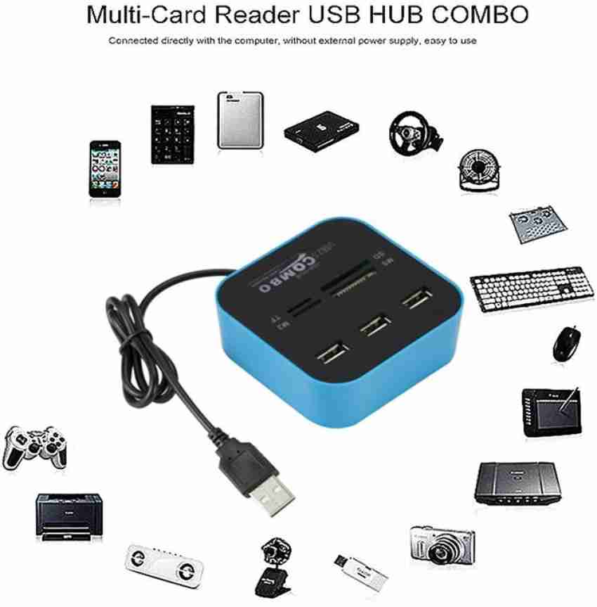 3 port USB 2.0 Hub TF Micro SD Card Reader Slot USB Combo
